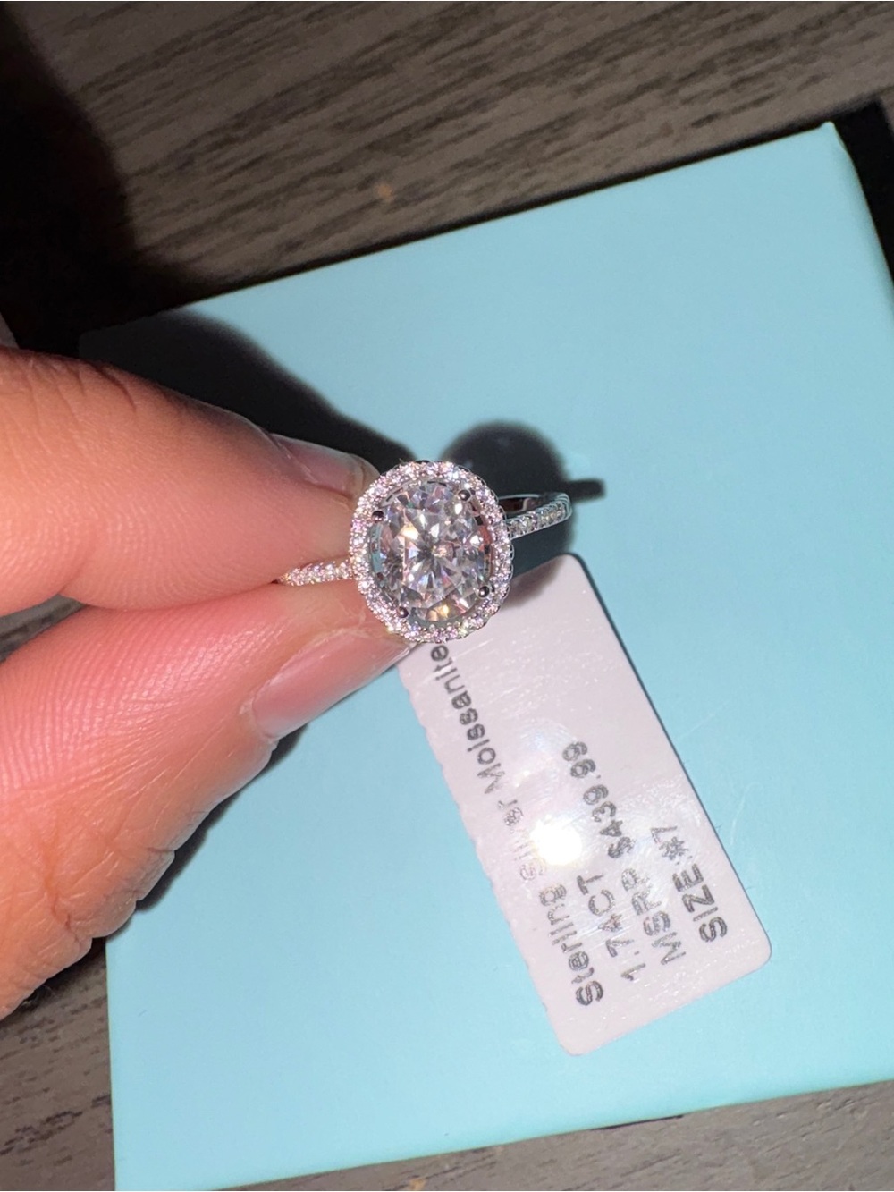 sterling silver moissanite halo ring size #7 - Picture 4 of 6